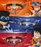 Bracelet Perles One Piece As Luffy Sabo | Bracelet à Breloques Anime Les Trois Frères