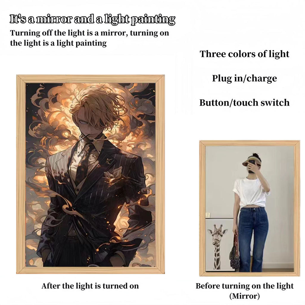 Luffy/Zoro/Sanji peuvent servir de miroirs, de peintures décoratives ou de tableaux lumineux.