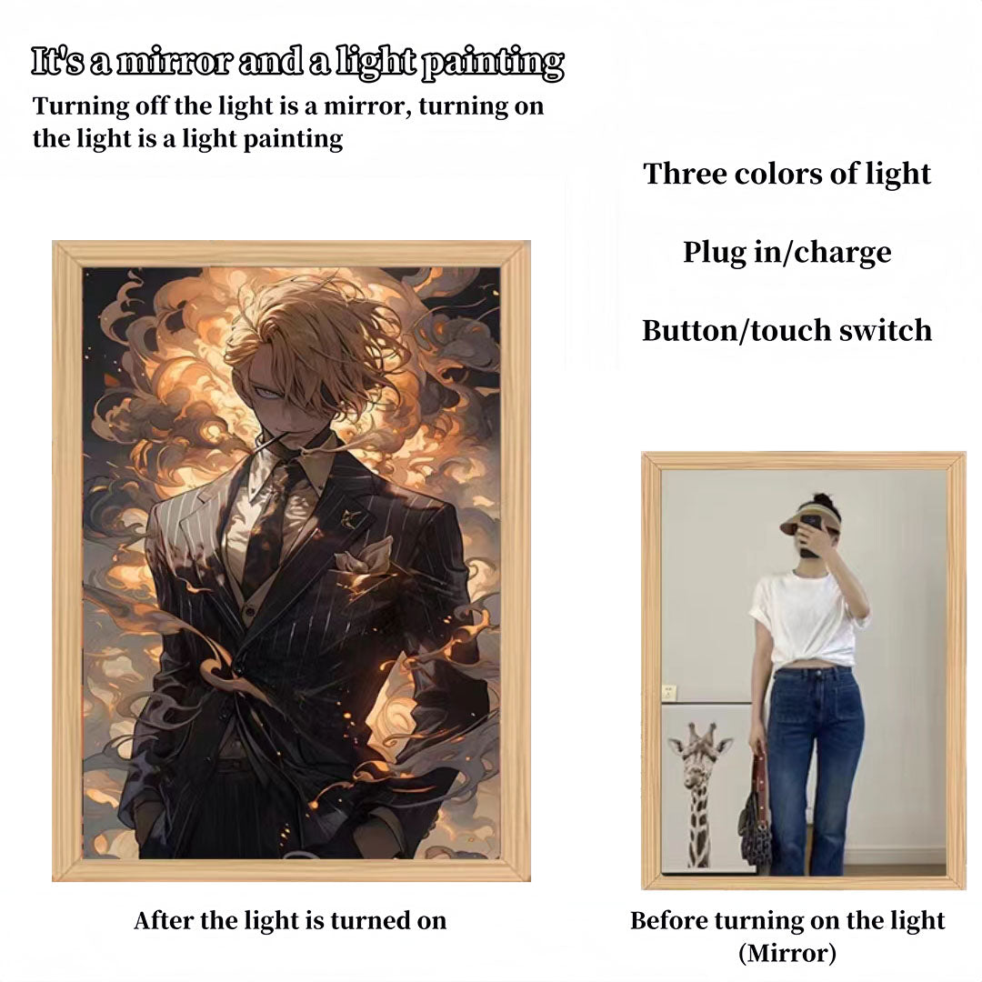 Luffy/Zoro/Sanji peuvent servir de miroirs, de peintures décoratives ou de tableaux lumineux.