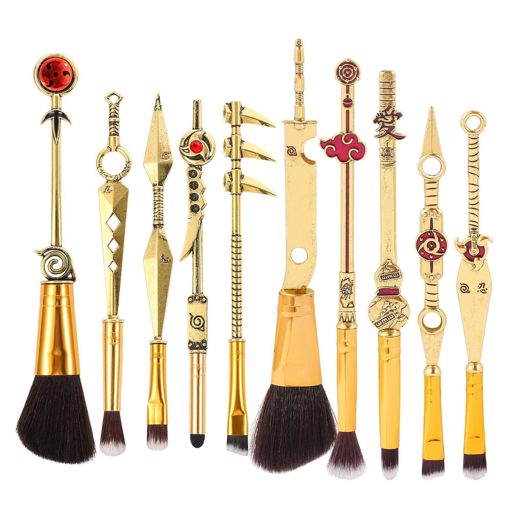 Naruto Gaara Anime Makeup Brush Set, Akatsuki Kunai Sharingan Cosmetic Brushes with Storage Bag