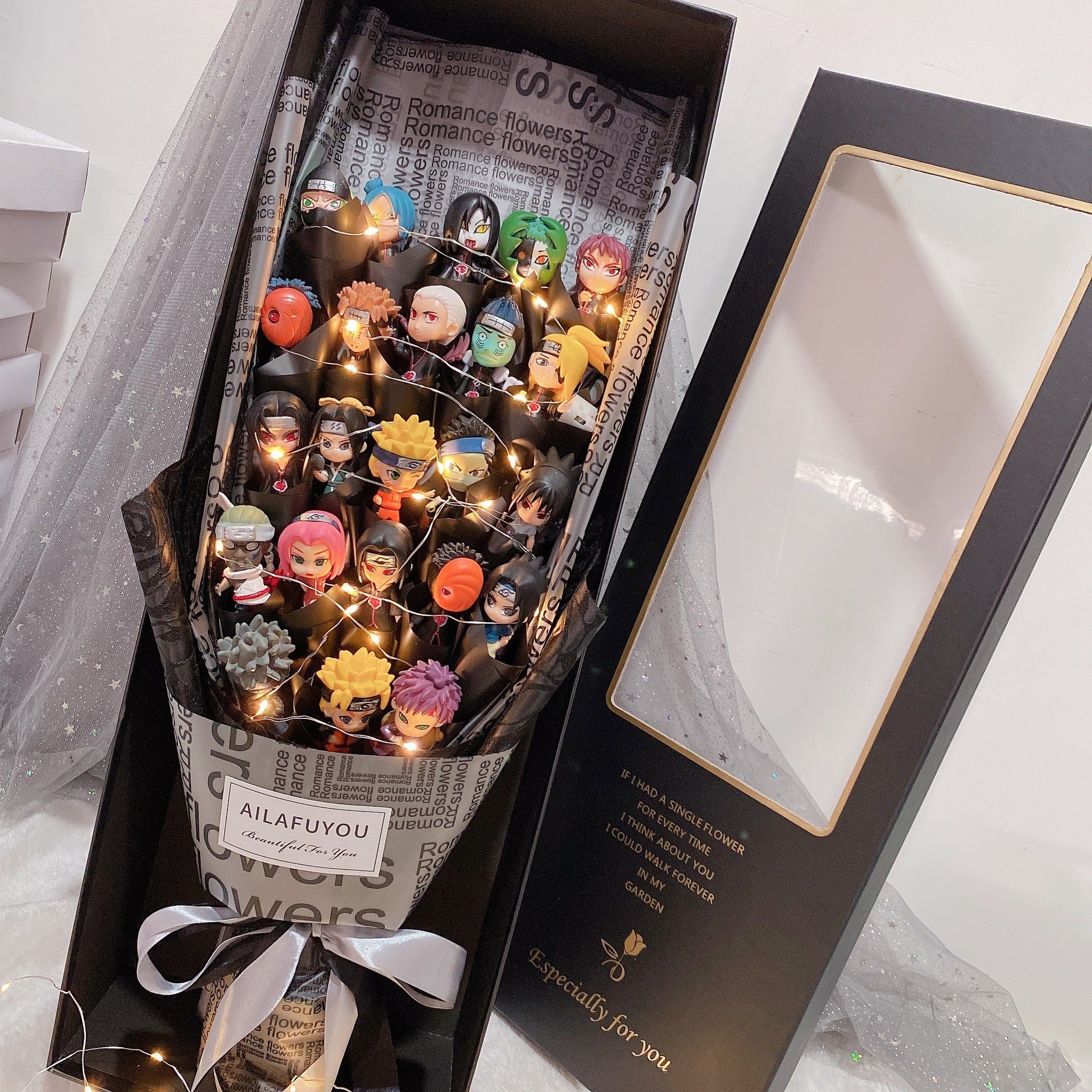 Bouquet de savon artisanal LED Rose Uzumaki/Sasuke pour romantique