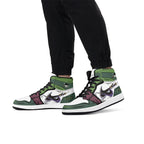 One Piece Roronoa Zoro Three Swords Style Anime Print High Top Sneakers, Straw Hat Pirates Skull Logo Casual Street Skate Shoes