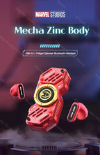 Écouteurs sans fil TWS Bluetooth 5.4 Marvel Iron Man Captain America Fidget Spinner, écouteurs sans fil à rabat magnétique Mecha en alliage de zinc