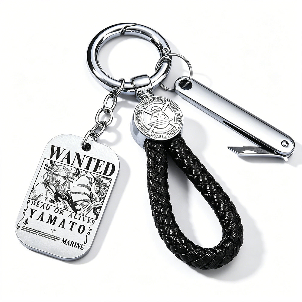 ONE PIECE Luffy Wanted Keychain with Mini Knife | Anime Bounty Tag Gift Set