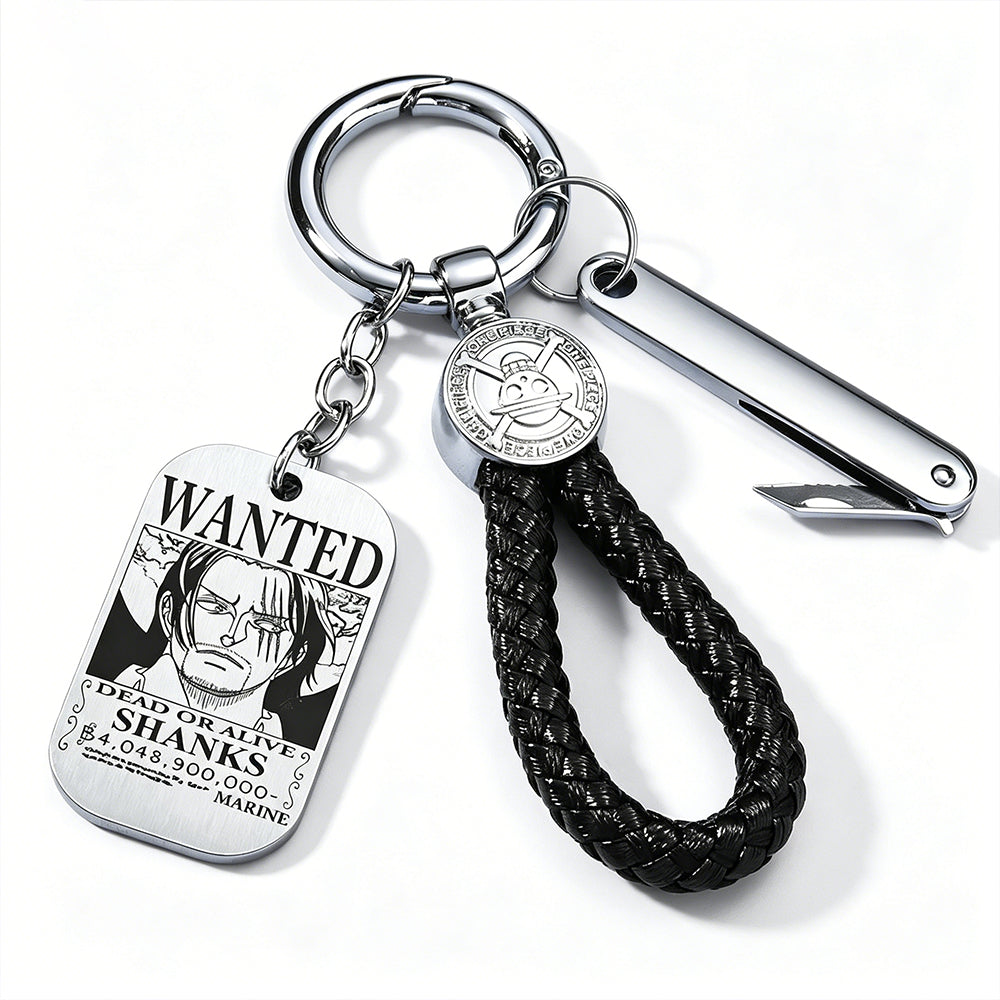 ONE PIECE Luffy Wanted Keychain with Mini Knife | Anime Bounty Tag Gift Set
