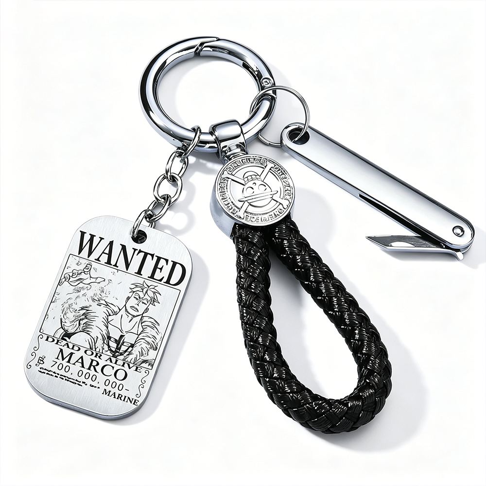 ONE PIECE Luffy Wanted Keychain with Mini Knife | Anime Bounty Tag Gift Set