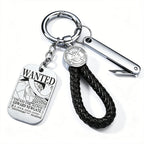 ONE PIECE Luffy Wanted Keychain with Mini Knife | Anime Bounty Tag Gift Set