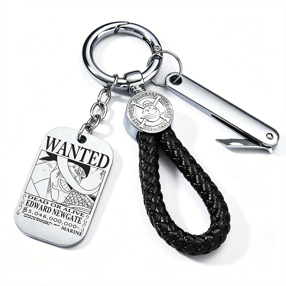 ONE PIECE Luffy Wanted Keychain with Mini Knife | Anime Bounty Tag Gift Set