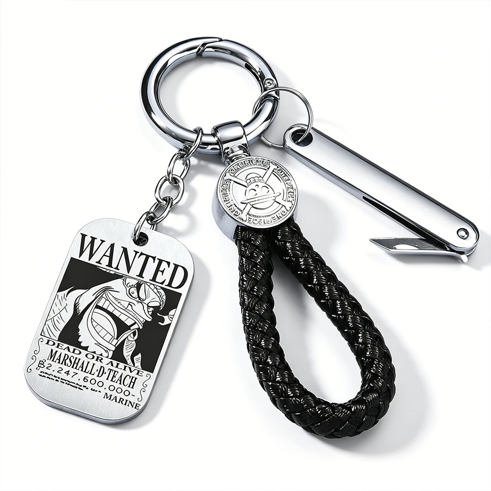 ONE PIECE Luffy Wanted Keychain with Mini Knife | Anime Bounty Tag Gift Set