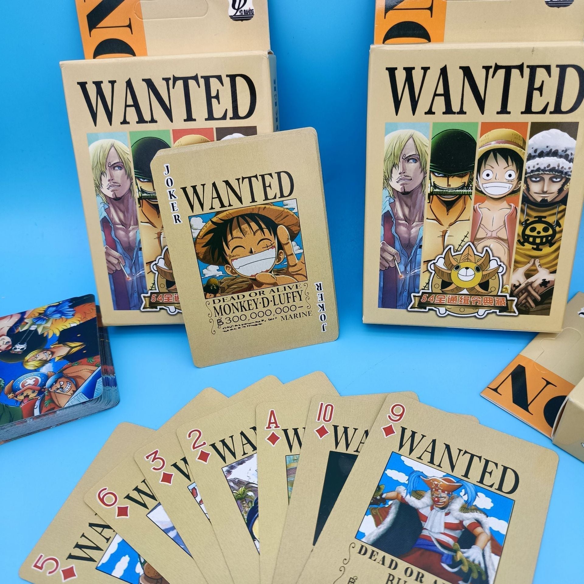 Cartes à jouer Luffy/Zoro/Chopper One Piece mandat d'arrêt