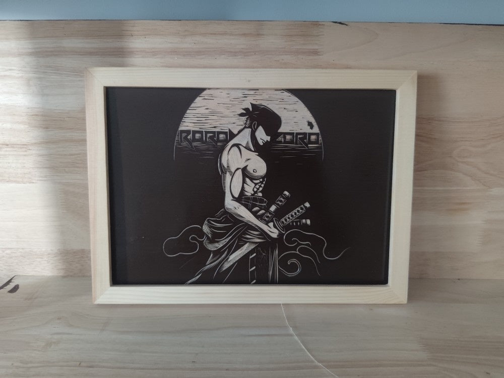 Figurines Roronoa Zoro en bois sculpté, tableaux