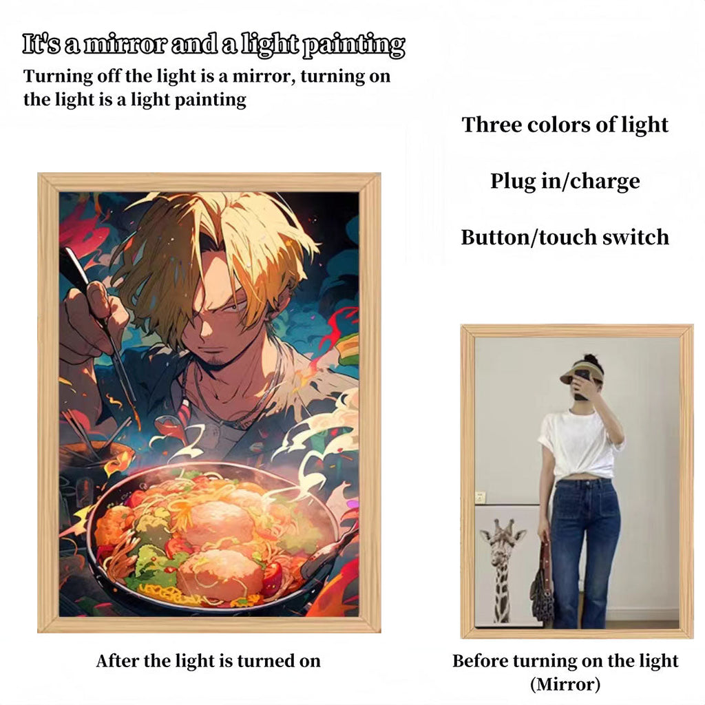 Luffy/Zoro/Sanji peuvent servir de miroirs, de peintures décoratives ou de tableaux lumineux.