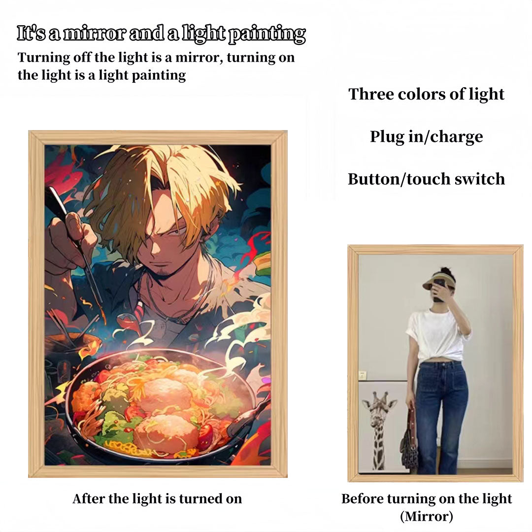Luffy/Zoro/Sanji peuvent servir de miroirs, de peintures décoratives ou de tableaux lumineux.