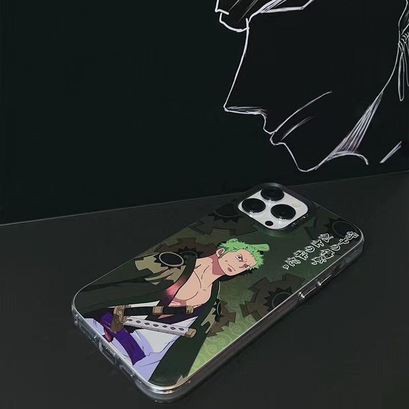 Coque de téléphone Luffy/Zoro en silicone antichoc pour iPhone