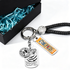 One Piece Anime Keychain Set - Braided Leather Wanted Poster Pendant Keychain