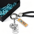 One Piece Anime Keychain Set - Braided Leather Wanted Poster Pendant Keychain