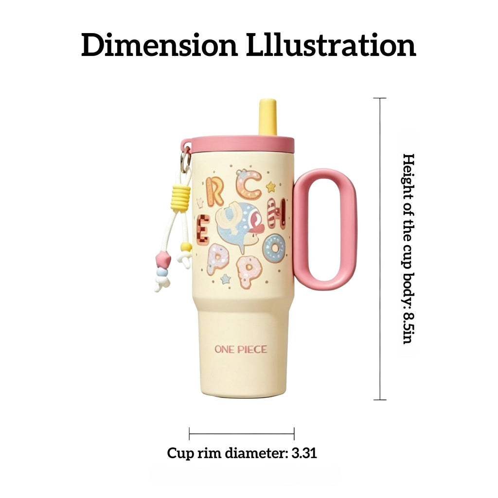 Gobelet isotherme One Piece Tony Tony Chopper 720 ml, Tasse à café glacé en acier inoxydable Anime avec porte-clés