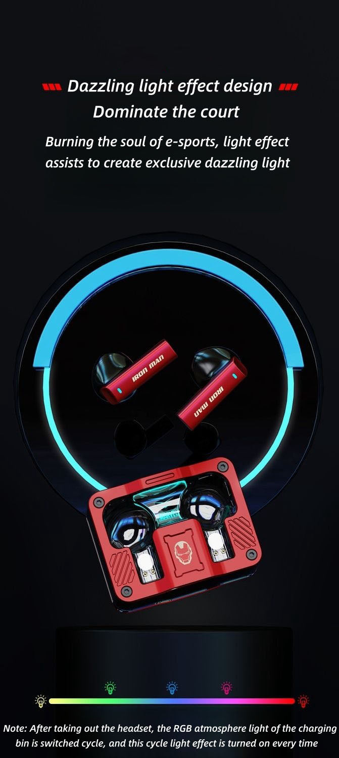 Écouteurs sans fil Marvel Iron Man Captain America, Casque Bluetooth Marvel avec étui de recharge