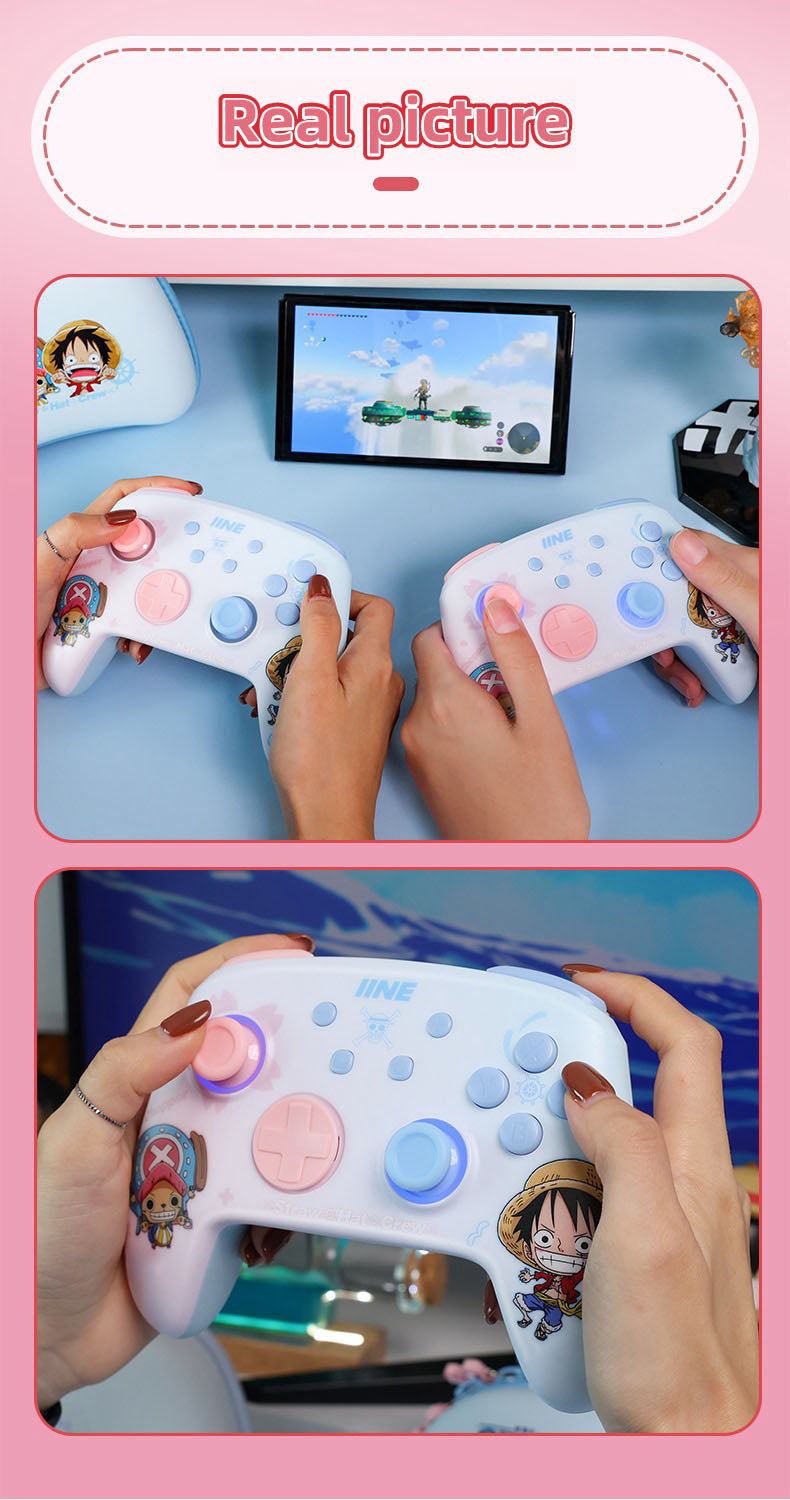 Manette Luffy/Chopper sans fil Bluetooth avec lumières réglables, contrôleurs main gauche et main droite