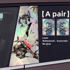 Autocollants laser de décoration de personnage pour colonne de voiture Tanjirou/Nezuko