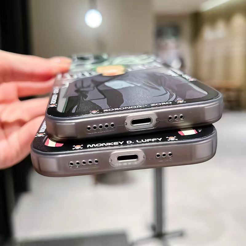 Coque de téléphone Luffy/Zoro iPhone tendance exquise en silicone anti-collision