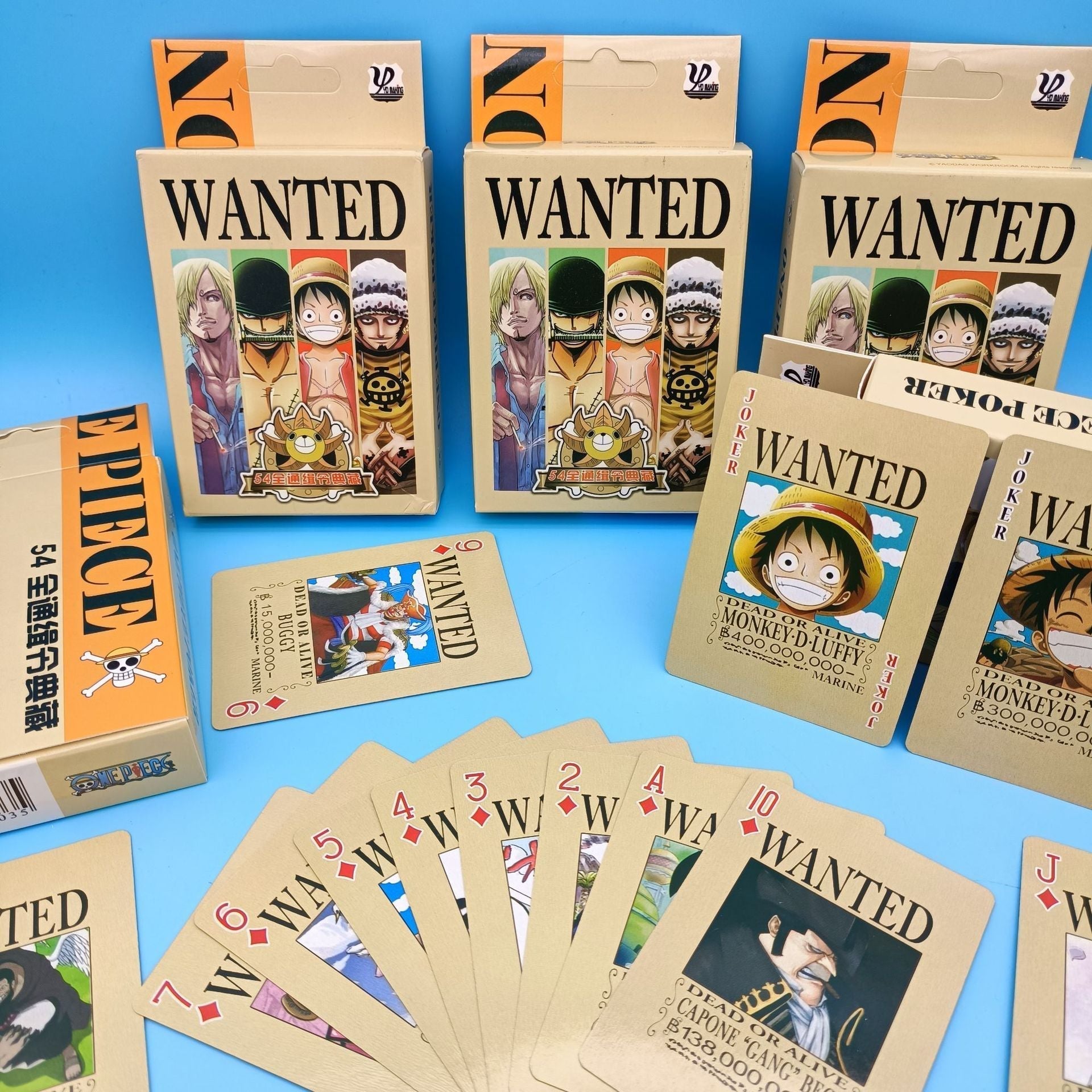 Cartes à jouer Luffy/Zoro/Chopper One Piece mandat d'arrêt