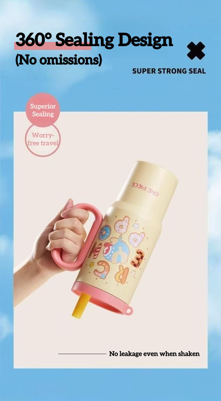 ONE PIECE Tony Tony Chopper Tumbler | Macaron Donut Design Cup with Handle & Straw