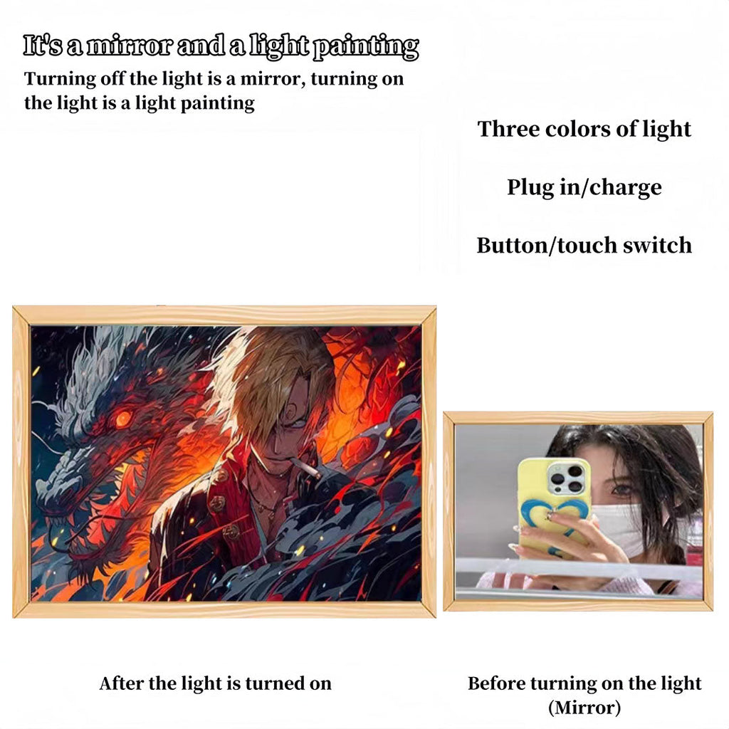 Luffy/Zoro/Sanji peuvent servir de miroirs, de peintures décoratives ou de tableaux lumineux.