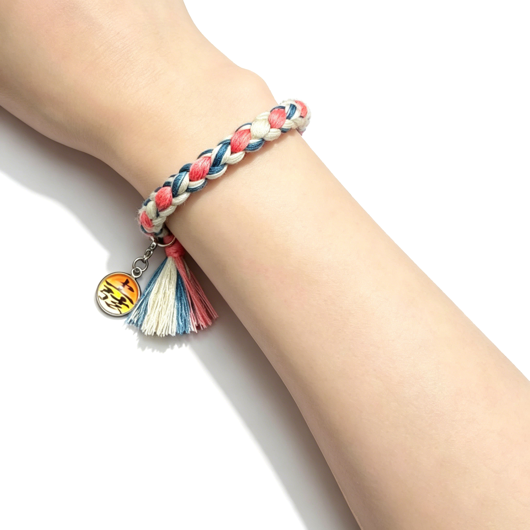 Bracelet tressé réglable Démon supérieur de Demon Slayer, Breloque Anime à pompon