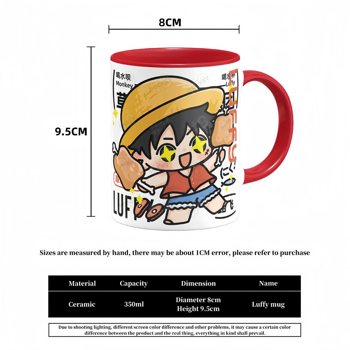 Tasses Luffy/Zoro/Ace Mignon motif personnage Résistant à la chaleur et durable
