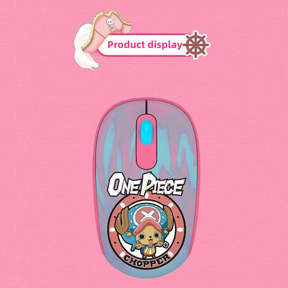 One Piece Chopper Luffy 2.4G Wireless Mouse, Cute Anime 1200 DPI Optical Computer Mouse for Laptop PC
