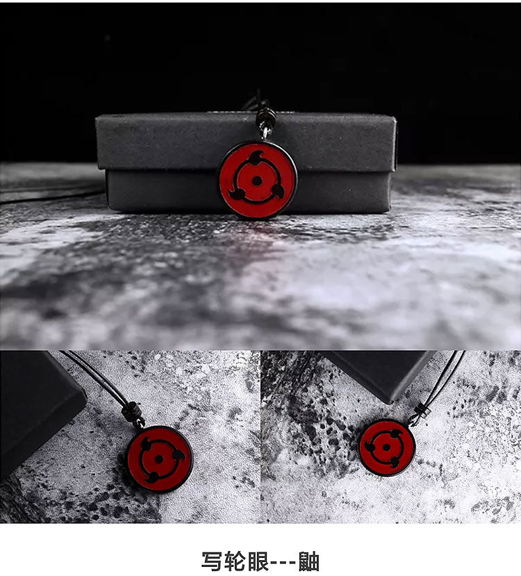 Ensemble de pendentifs collier Sharingan en bois de santal naturel sculpté à la main