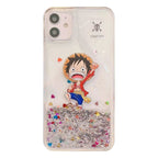 Coque iPhone Luffy/Chopper à paillettes liquide avec protection antichoc