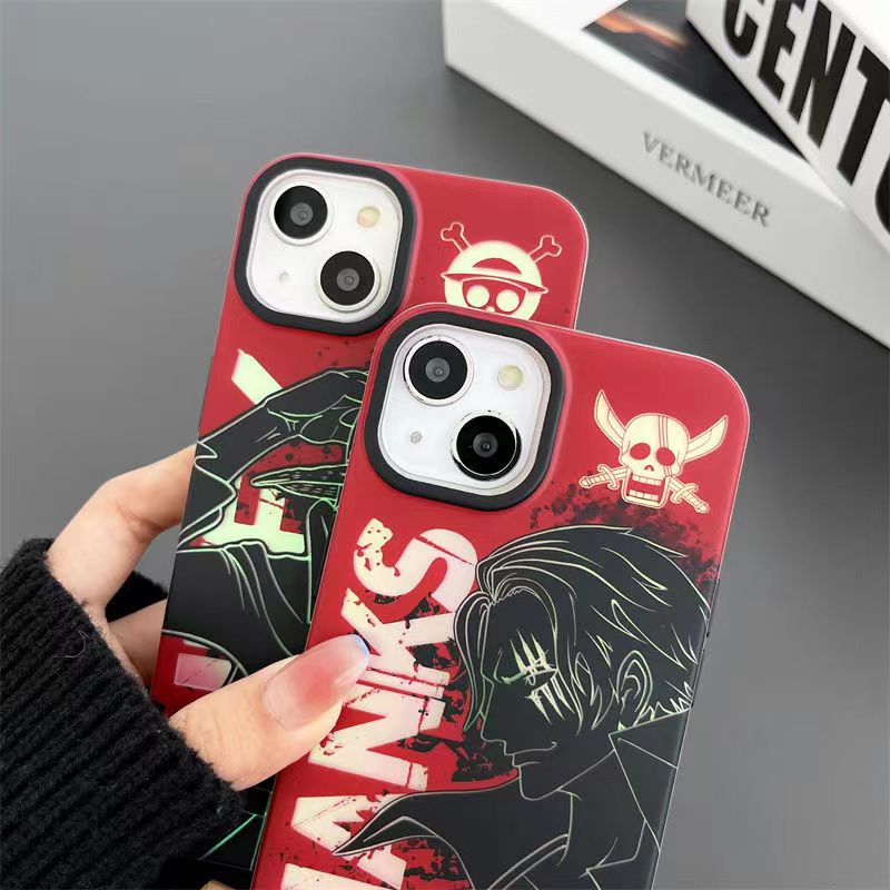 Coque de téléphone Luffy/Shanks antichoc en silicone pour iPhone