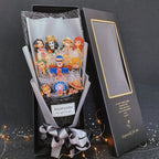 Bouquet de Savons Roses Faits à la Main Luffy/Zoro avec LED pour Cadeaux Romantiques de la Saint-Valentin