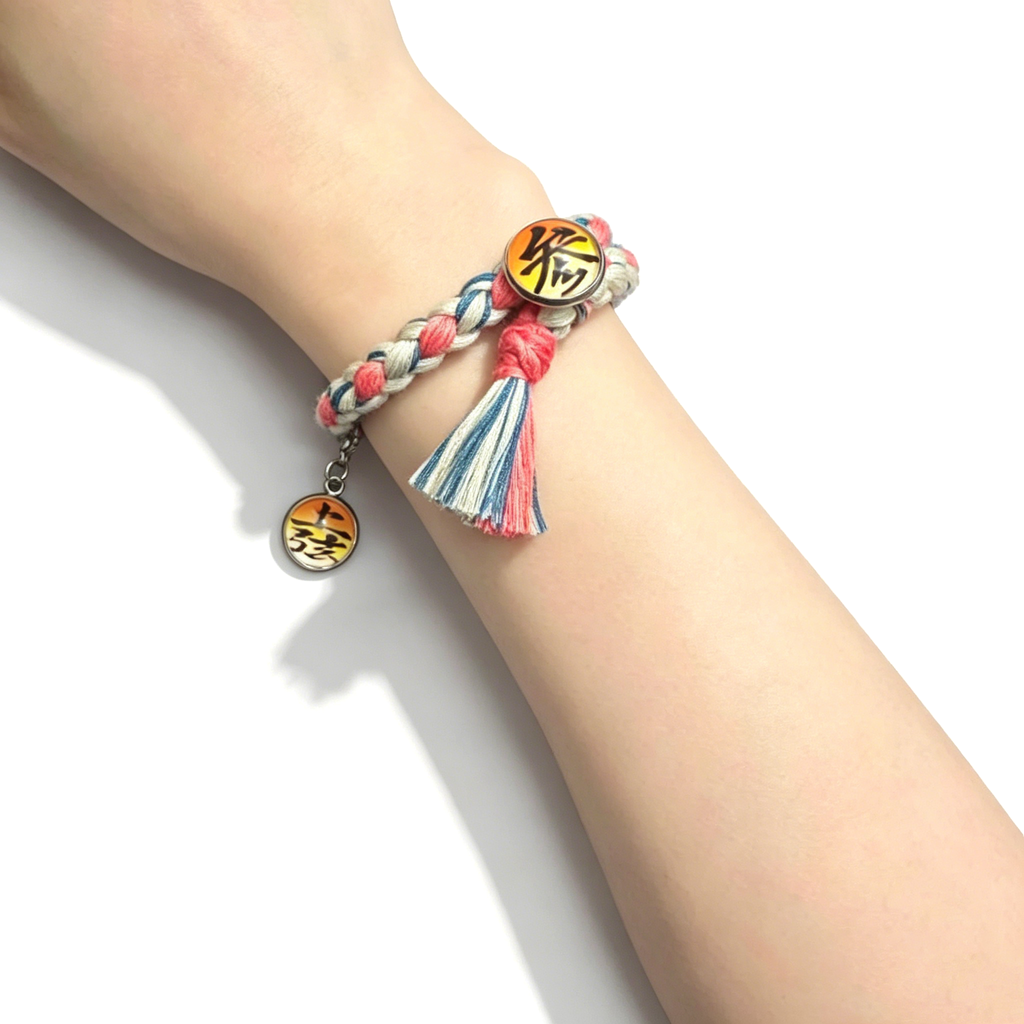 Bracelet tressé réglable Démon supérieur de Demon Slayer, Breloque Anime à pompon