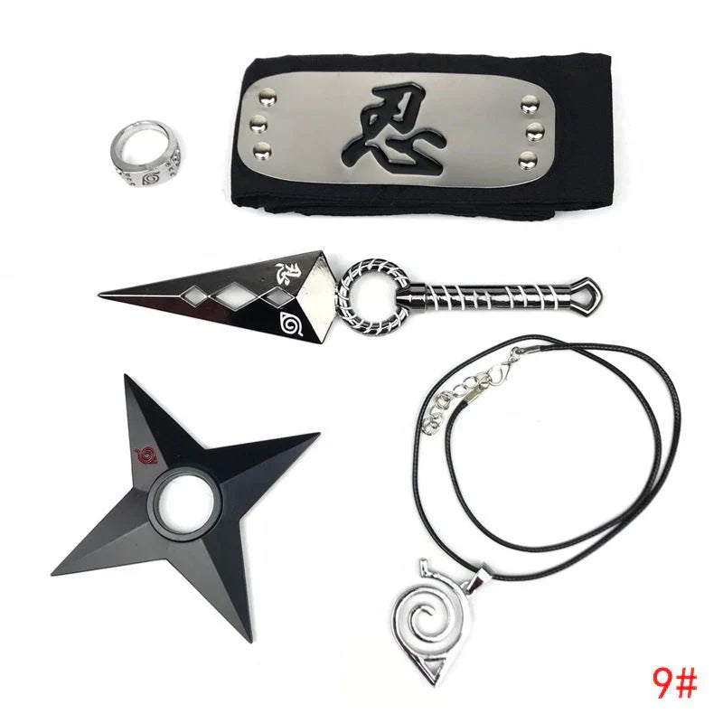 Sasuke1:1 métal kunaishuriken bague bandeau collier costume