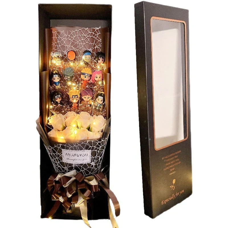 Bouquet de savon artisanal LED Rose Uzumaki/Sasuke pour romantique