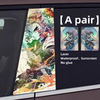 Autocollants laser de décoration de personnage pour colonne de voiture Tanjirou/Nezuko