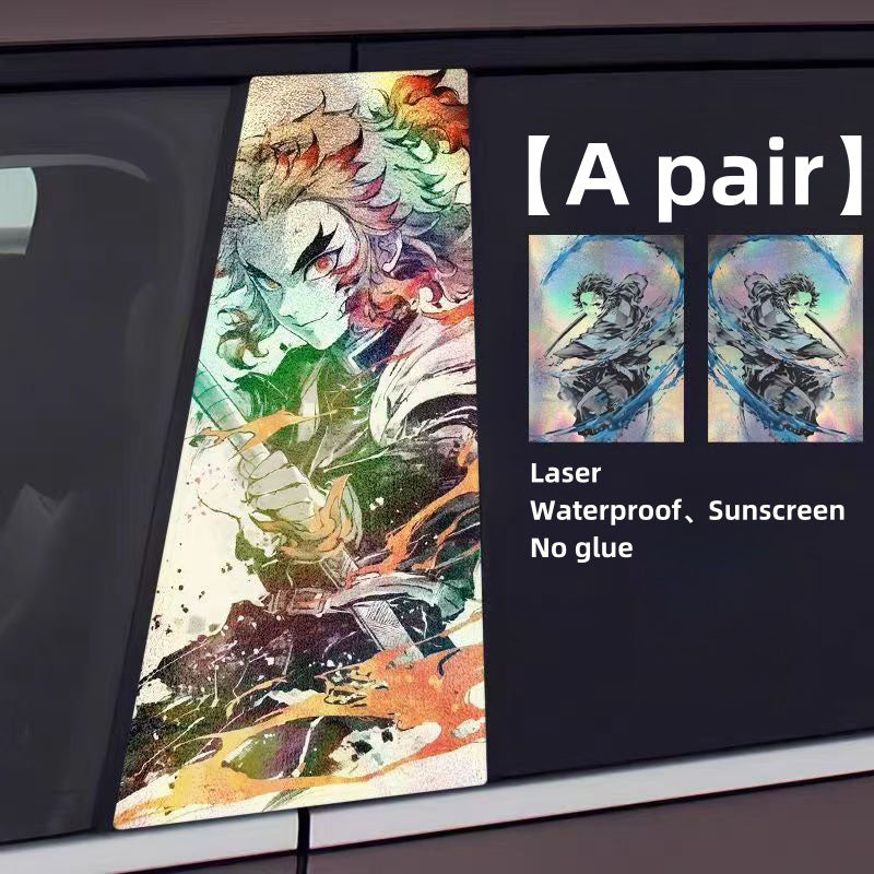 Autocollants laser de décoration de personnage pour colonne de voiture Tanjirou/Nezuko
