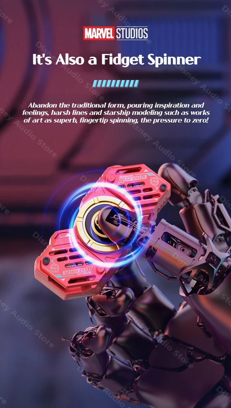 Écouteurs sans fil TWS Bluetooth 5.4 Marvel Iron Man Captain America Fidget Spinner, écouteurs sans fil à rabat magnétique Mecha en alliage de zinc