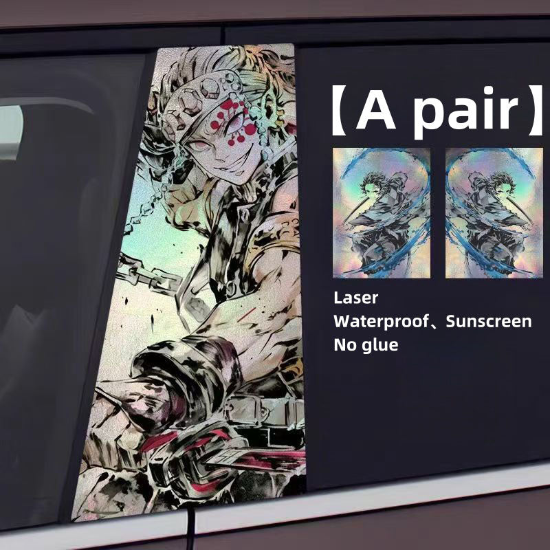 Autocollants laser de décoration de personnage pour colonne de voiture Tanjirou/Nezuko