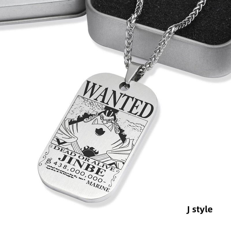 Collier de primes de personnages en titane Luffy/Zoro/Nami/Sanji