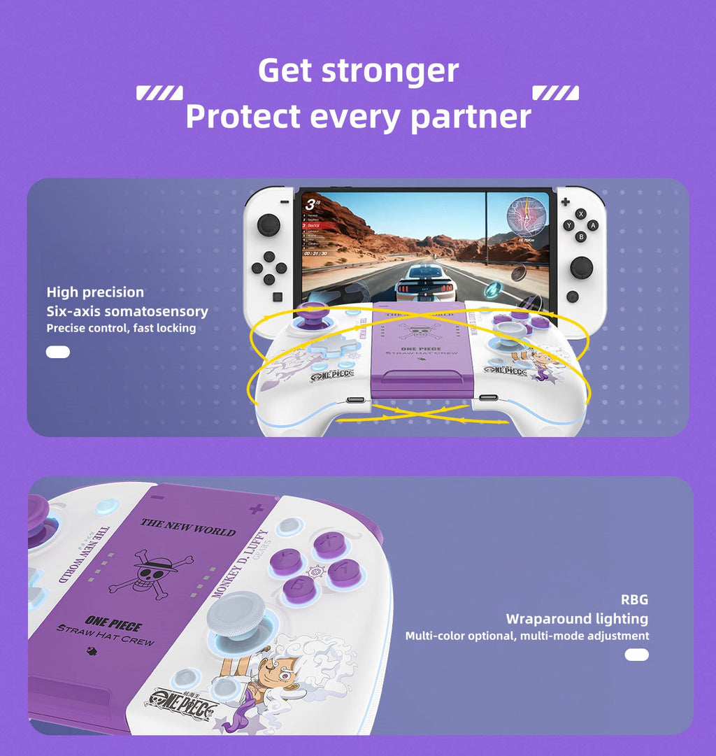 One Piece Monkey D Luffy Zoro Switch Controller Stand Set, Den Den Mushi Gamepad Holder & Wireless Pro Controller