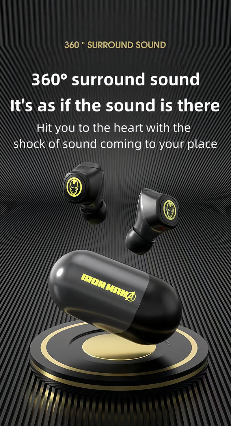 Marvel Iron Man Captain America TWS Earbuds, Avengers Bluetooth 5.3 Wireless Gaming Headphones
