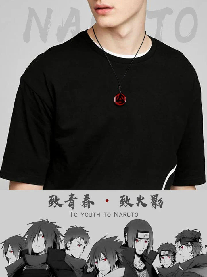 Ensemble de pendentifs collier Sharingan en bois de santal naturel sculpté à la main