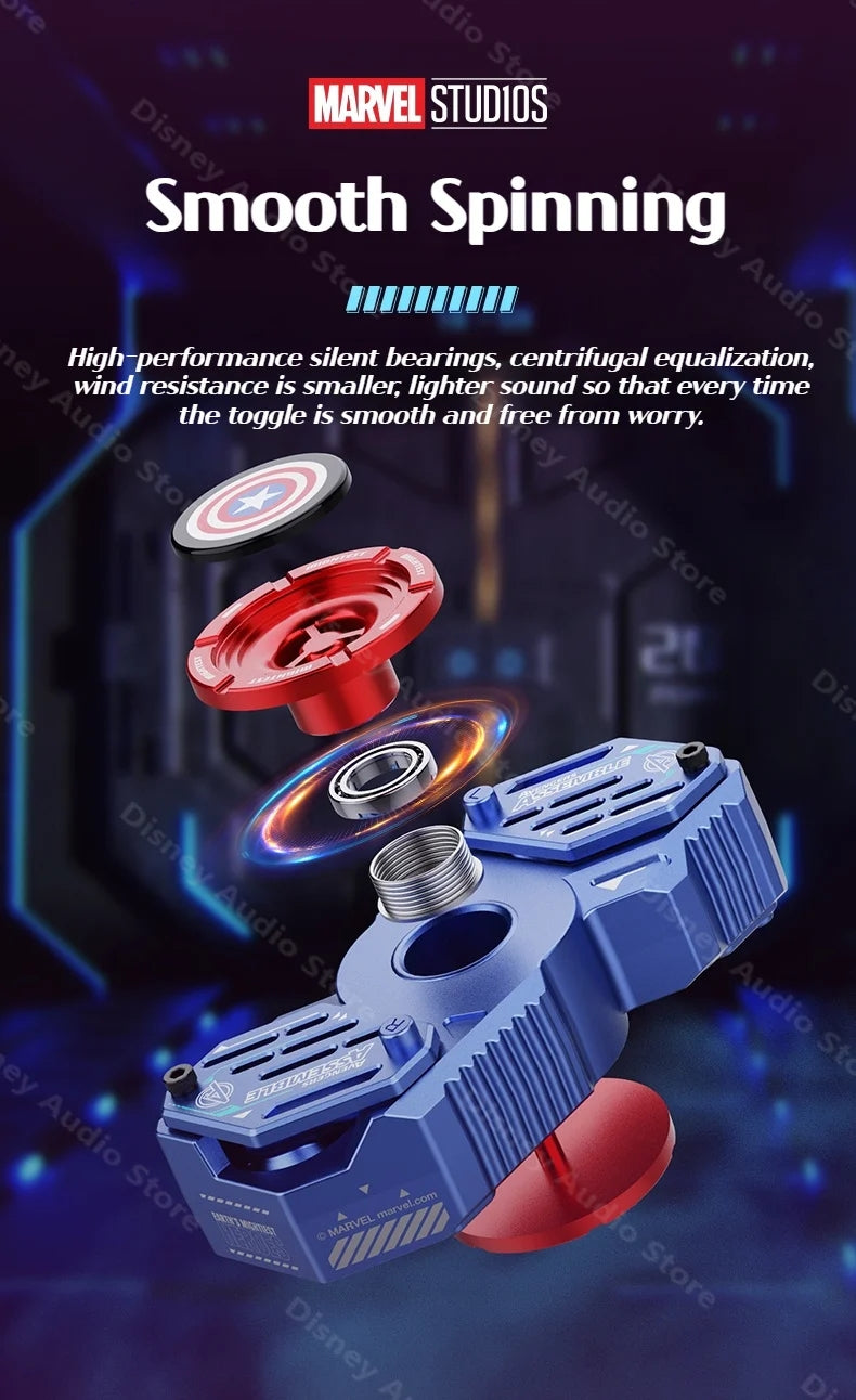 Écouteurs sans fil TWS Bluetooth 5.4 Marvel Iron Man Captain America Fidget Spinner, écouteurs sans fil à rabat magnétique Mecha en alliage de zinc