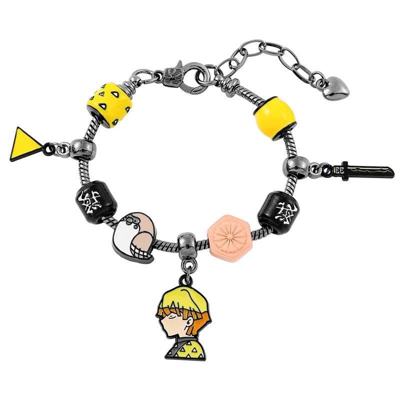 Demon Slayer Kamado Tanjiro Beaded Charm Bracelet, Adjustable Anime Chain