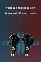 Marvel Iron Man Captain America TWS Wireless Gaming Earbuds, Transparent Case Bluetooth 5.3 Low Latency Headphones