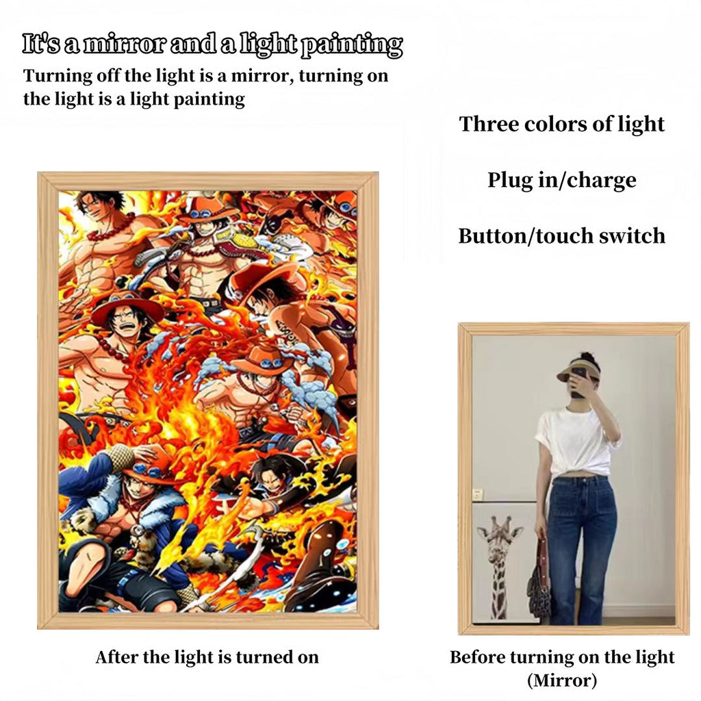 Luffy/Zoro/Sanji peuvent servir de miroirs, de peintures décoratives ou de tableaux lumineux.